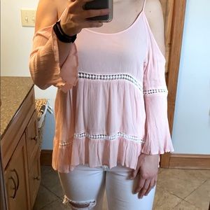 Light Pink Off the Shoulder Top